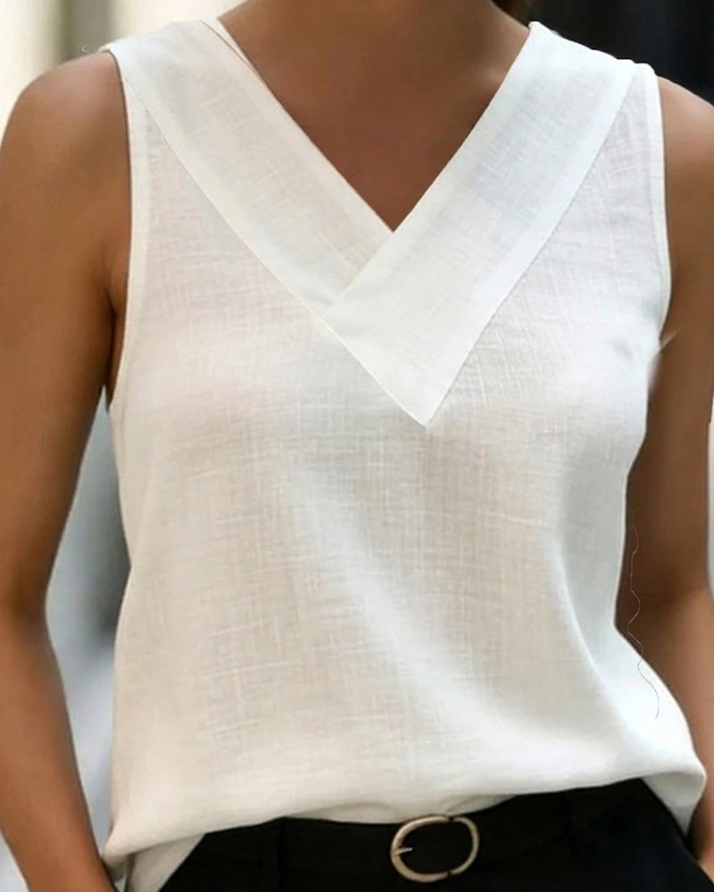 Tank Top Ærmeløs V-Hals Kors
