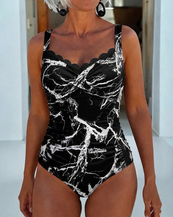 One-Piece Kamisol Marmor Tryk Farveblok