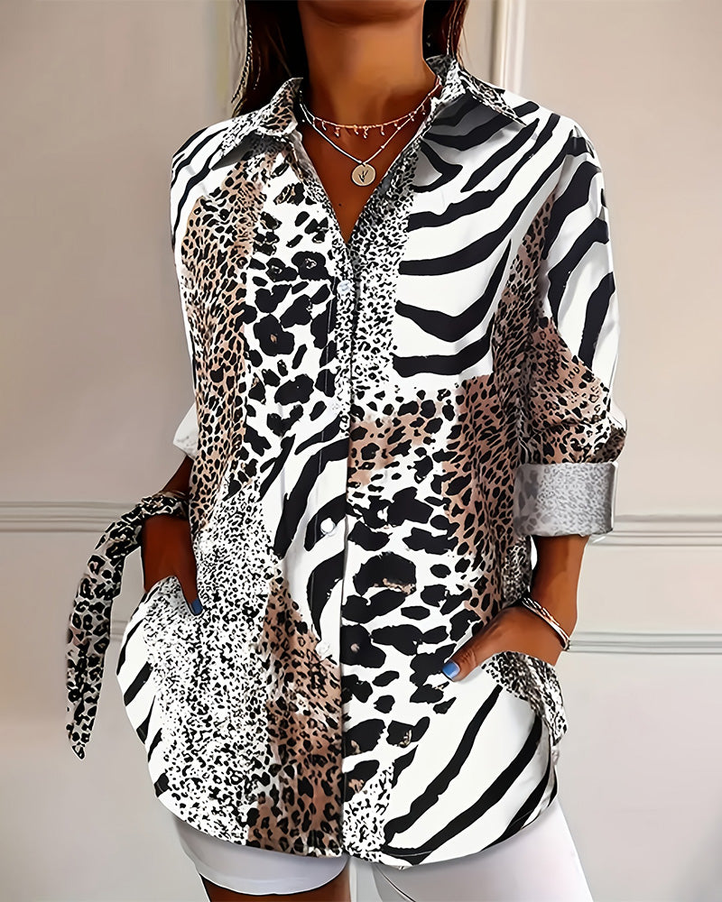 Bluse Zebra Og Leopard Tryk Løs