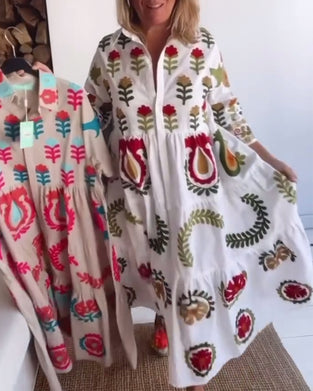 Kjole Blomstret Grafisk Print