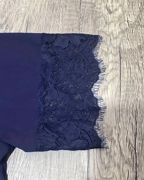 Bluse V-Hals Knipling Slank Kortærmet