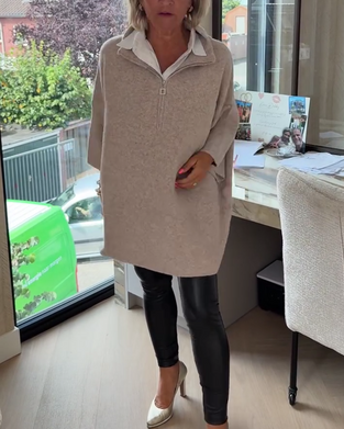 Pullover Ståkrave Halv Lynlås Løs