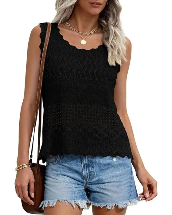 Tanktop Gennembrudt Bølget Kant Ærmeløs
