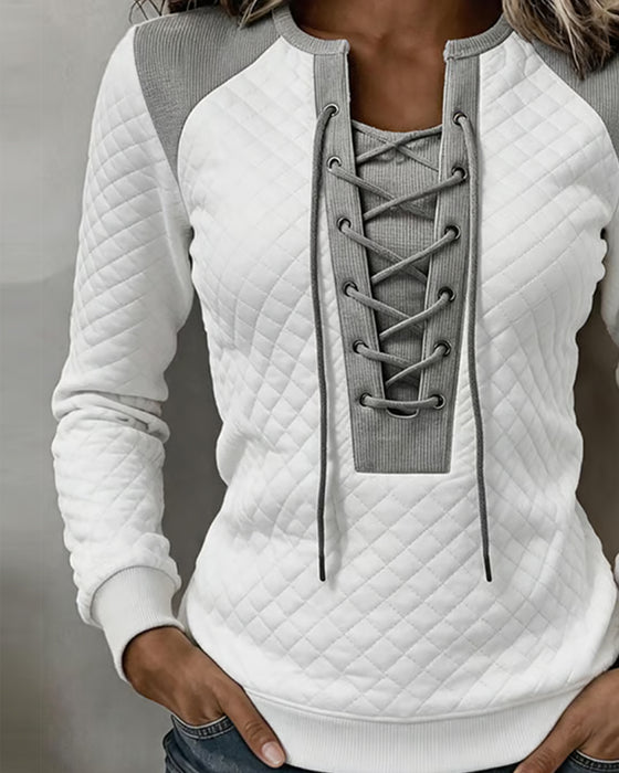 Sweatshirt Snøring Slimfit Farveblok