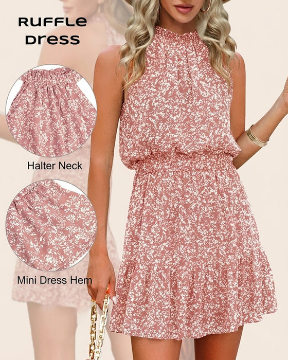 Kjole Blomstret Halter Talje