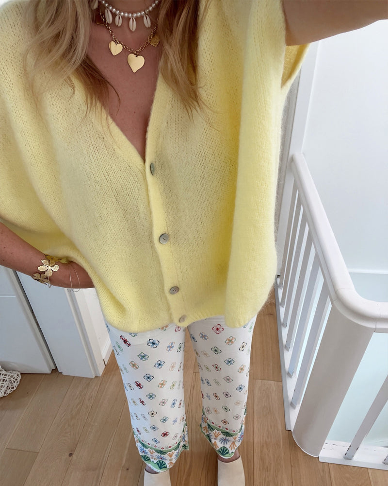 Cardigan Ærmeløs V-Udskæring Knapforkant Trøje