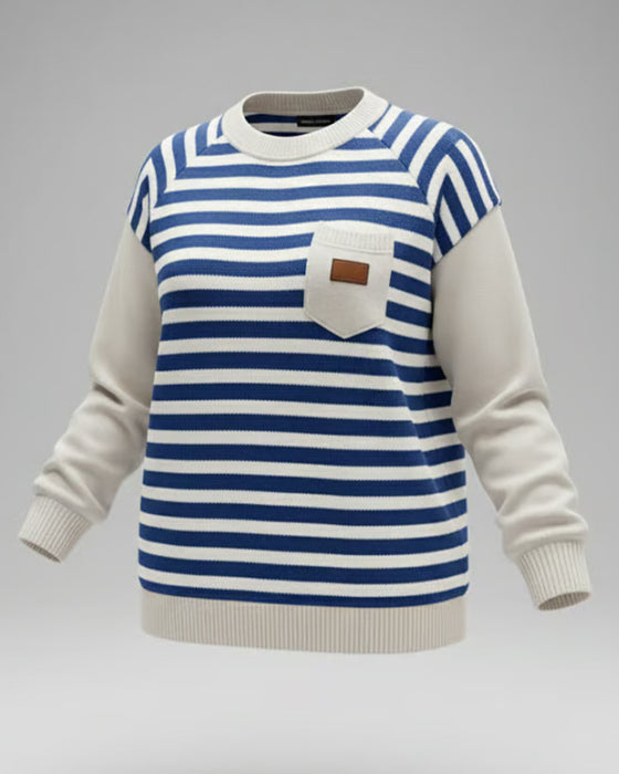 Casual Sweater Med Kontraststriber