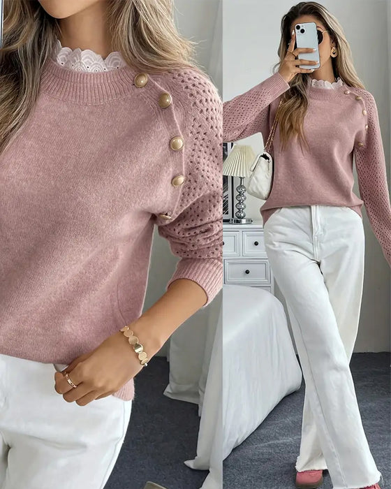 Sweater Elegant Ruffle Udhulet Kant