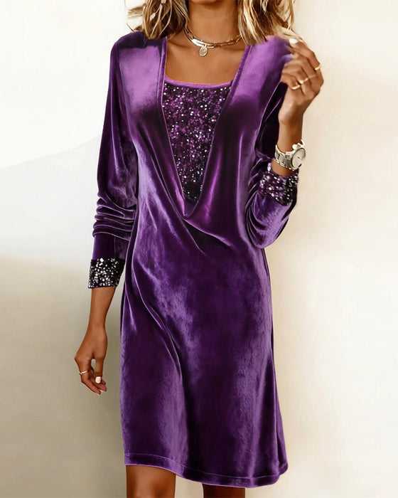 Kjole Elegant Paliet Patchwork