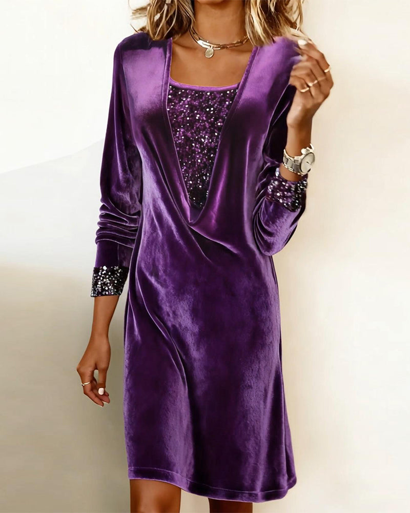 Kjole Elegant Paliet Patchwork