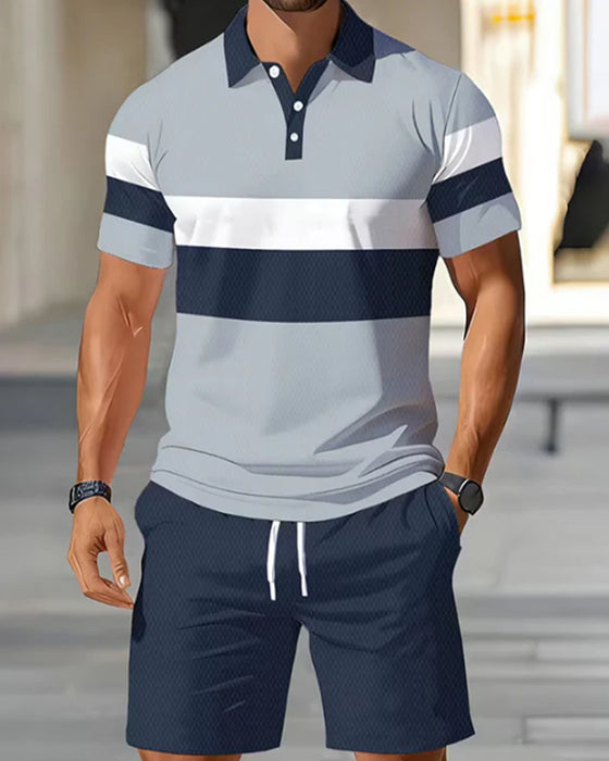 Set Stribet Polo Herre Shorts