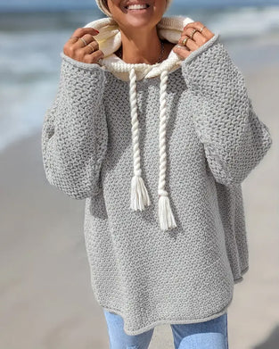 Strikjakke Med Ungdommelig, Hættet Og Farveblok Egenskaper