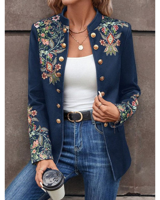 Dobbeltradet blazer med print