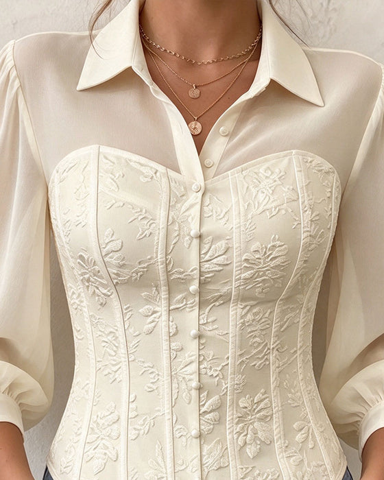 Bluse Slag Knappet Talje Slim Fit