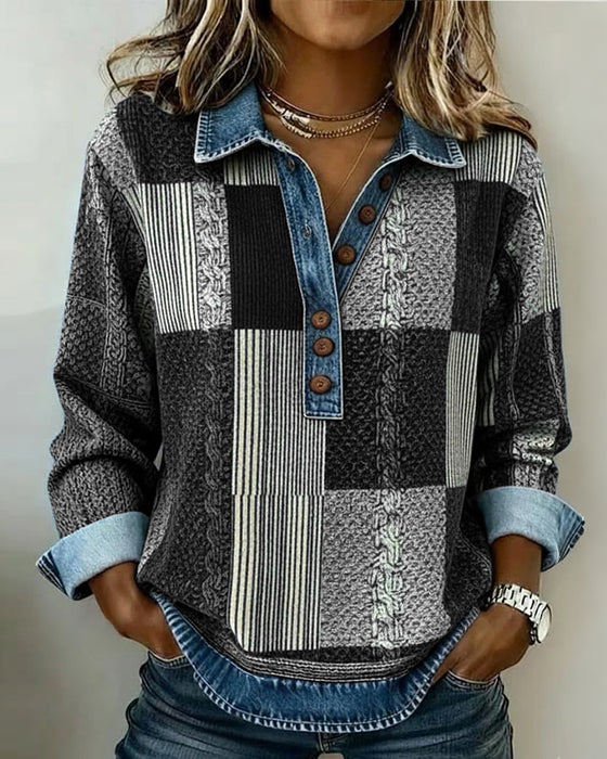 Sweatshirt Med Lange Ærmer Og Farvebloktryk