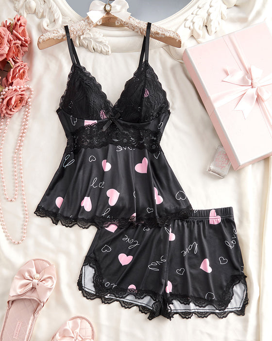 Sæt Blonde Patchwork Sexet Pyjamas