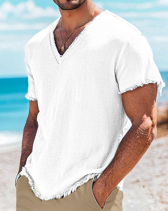 T-Shirt Herre Ensfarvet Kort Ærme