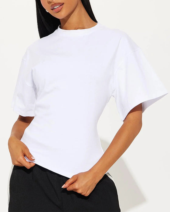 T-Shirts Løs Drop Skulder Bag Lynlås