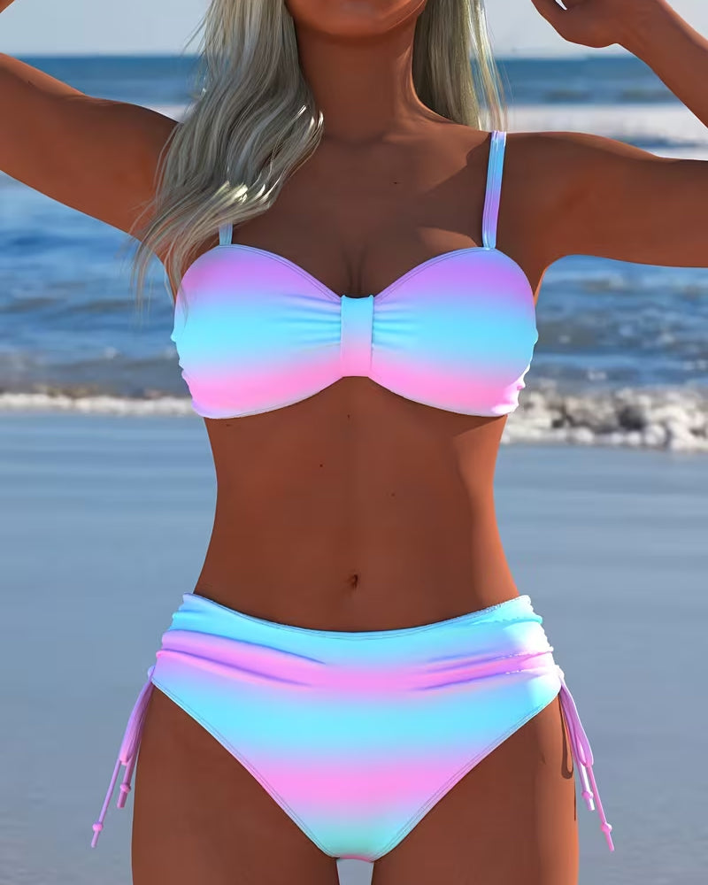 Bikini Ombre Bindebånd Høj Talje