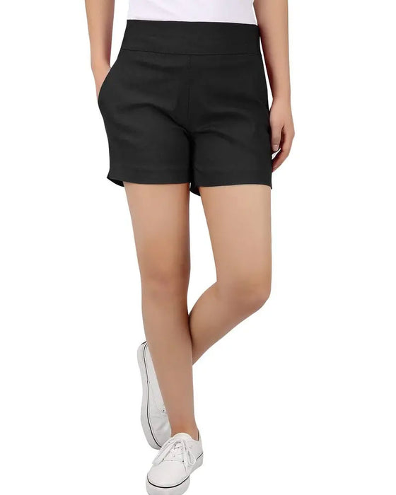 Ensfarvede Shorts Mellem Talje