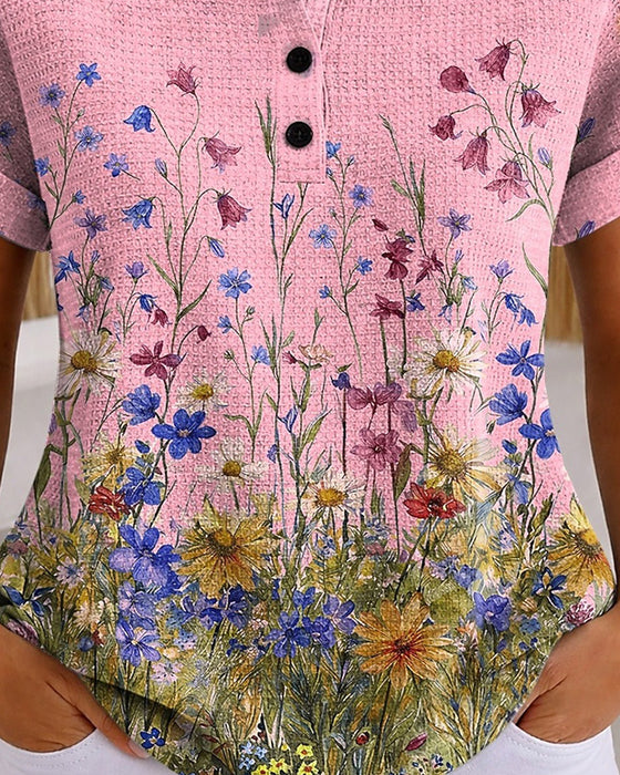 Top Henley Vildblomst Daisy Vaffel