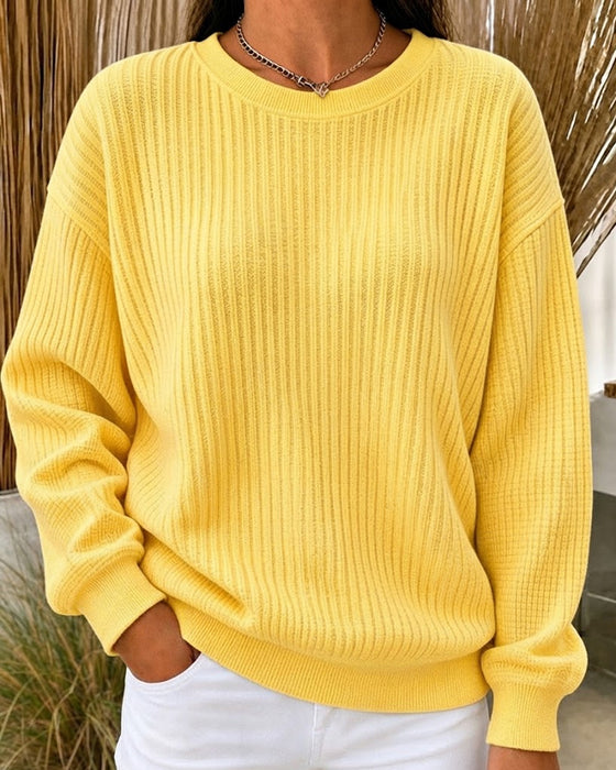 Sweatshirt Casual Ensfarvet Lang Ærme