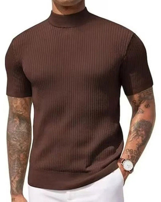 T-Shirt Mock Neck Herre Kort Ærme