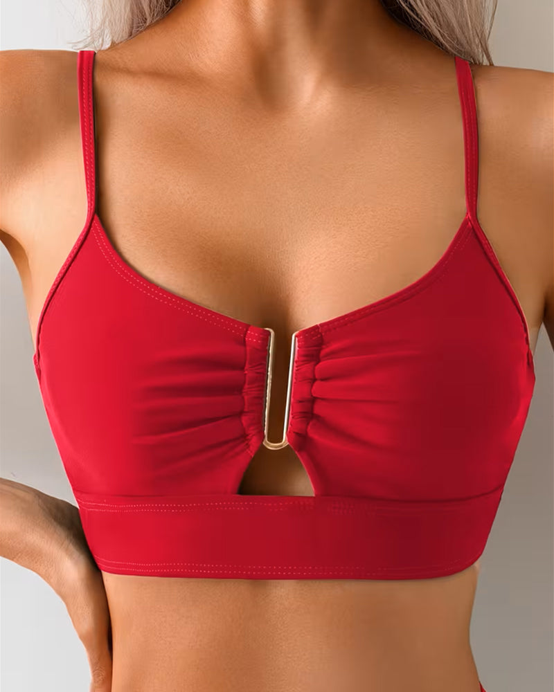 Todelt Badedragt Med Stropper Og Høj Talje