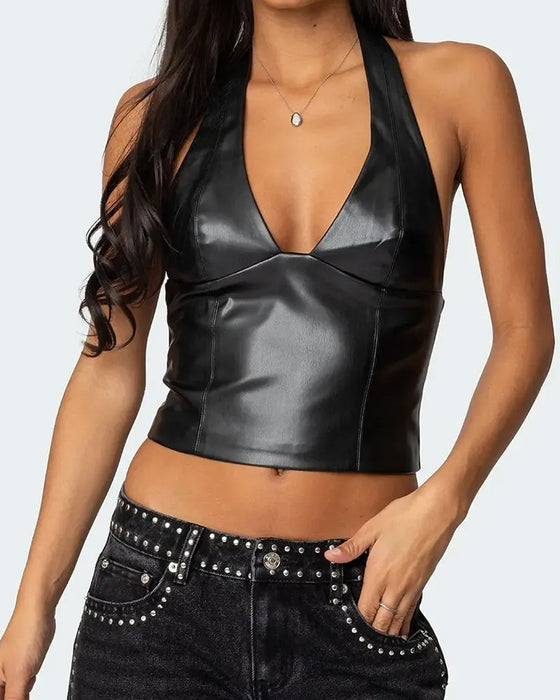 Tank Top Stilfuld Halter V-Hals