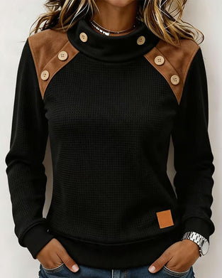 Sweatshirt Skulderknap Sammensat Mockhals