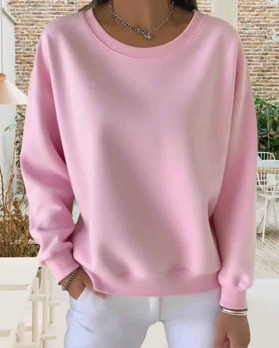 Sweatshirt Casual Ensfarvet