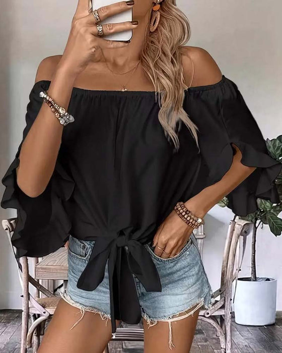 Bluse Bandage Off-Shoulder Rynket Ærme