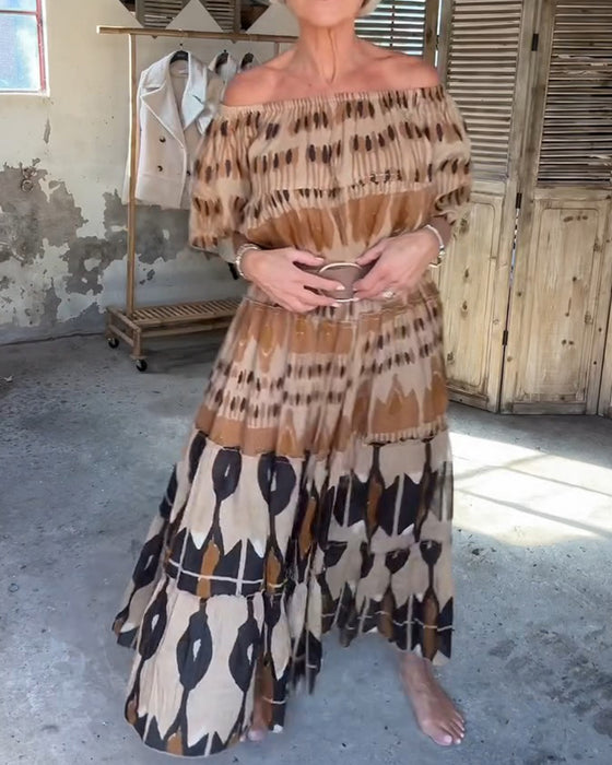 Kjoler Off-Shoulder Firkantet Hals Løs Tryk