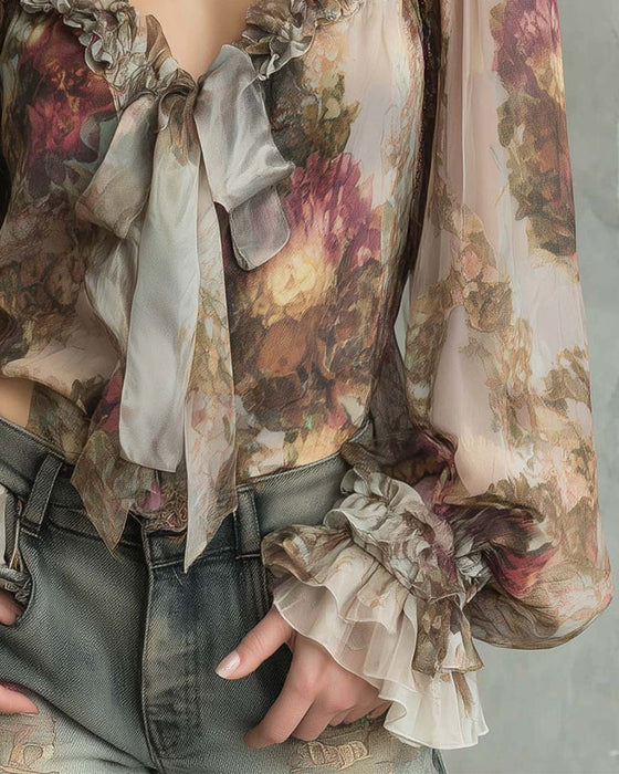 Bluse Lotustryk Elegant