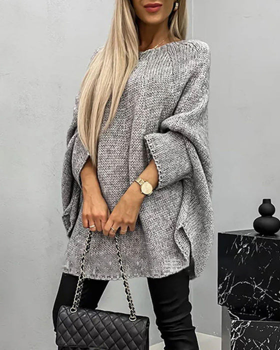Elegant strikket cape sweater (Dame)