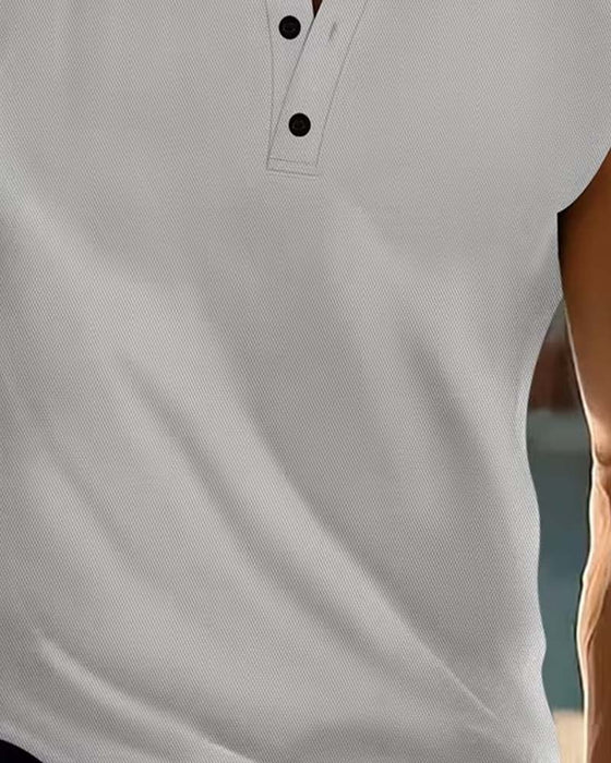 Tanktop Mænd Henley Ensfarvet Sport