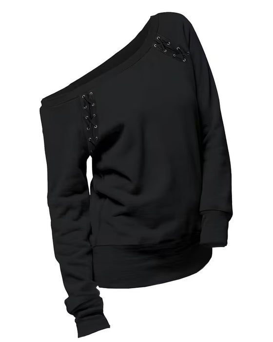 Bluse Stilfuld En-Skulder Bind