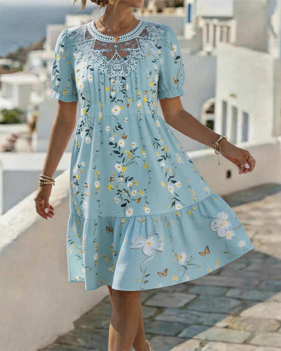 Kjole Daisy Blonde Kort Ærme Ferie