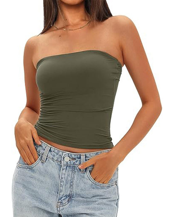 Tank Top Uden Stropper Kort Tætsiddende