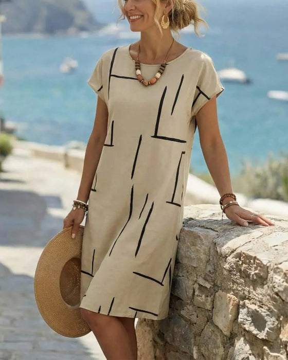 Kjole Dame Sommer Casual Tryk Rund Hals