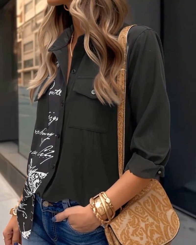 Skjorte Krave Lomme Graffititryk