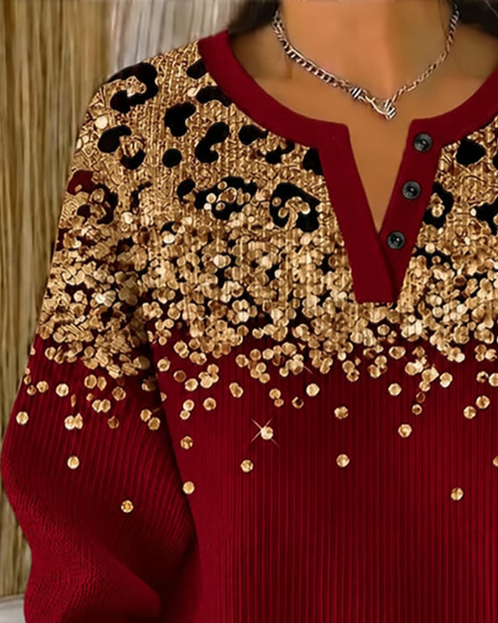 Sweatshirt Leopard Tryk Mode Afslappet