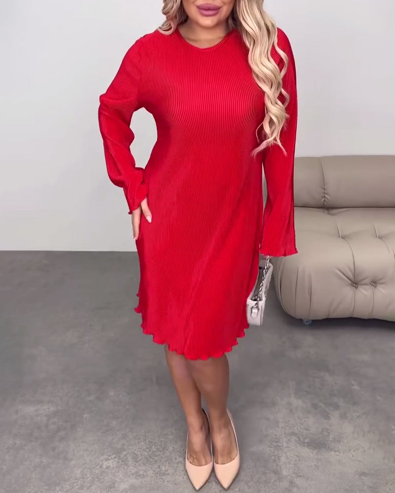 Kjole afslappet ensfarvet knælang