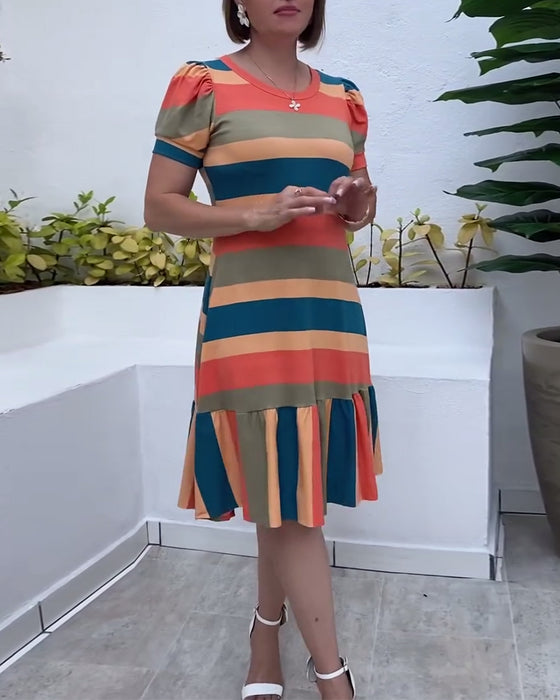 Kjole afslappet kortærmet stribet