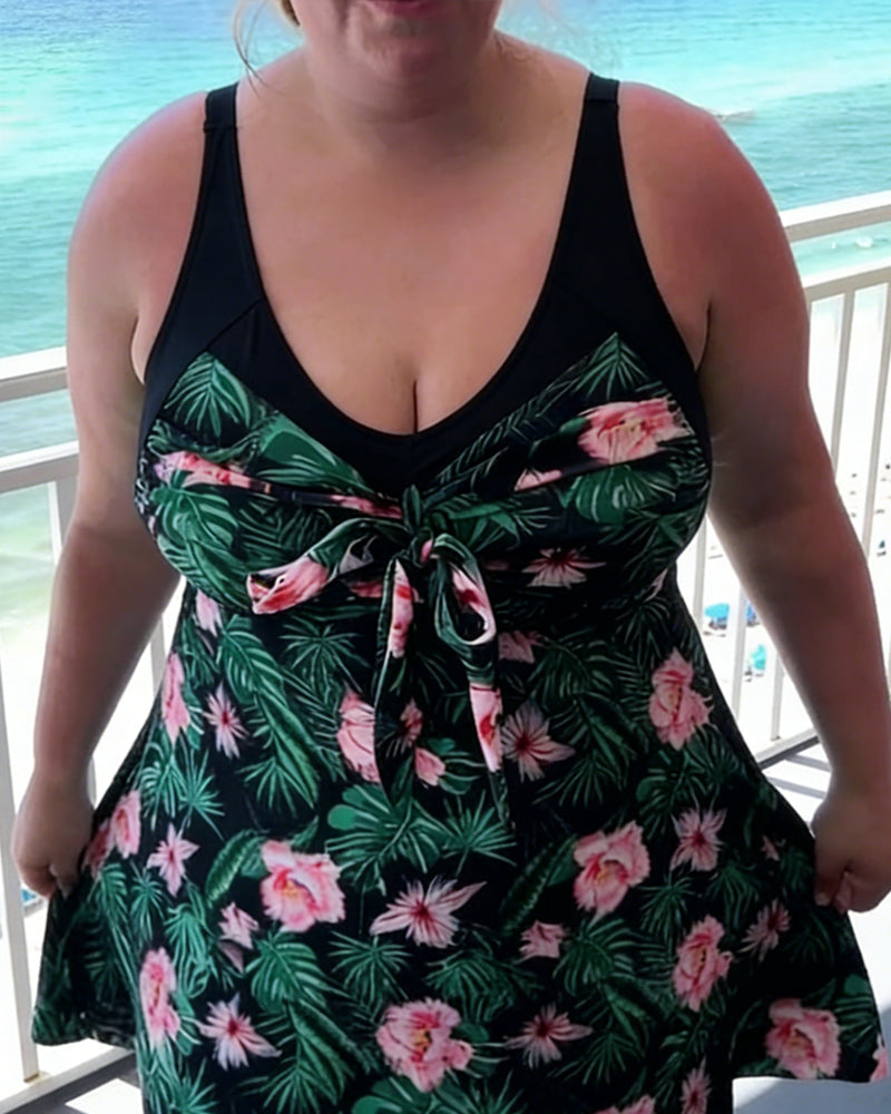 Badedragt med afslappet print og to dele