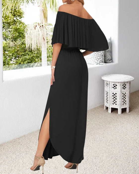 Kjole Off-Shoulder Ruffle Slids