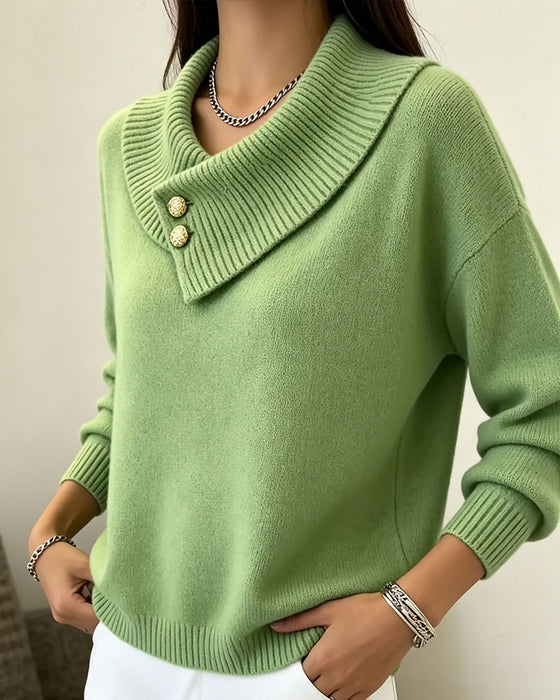 Pullover Diagonal Slag Knap Ensfarvet