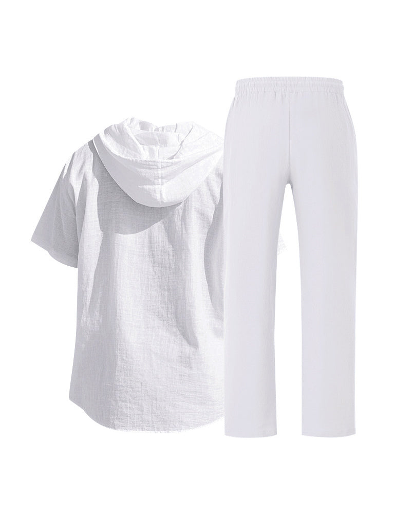 Herre Letvægt Hætte Todelt Sæt Til Sommer Casual Beklædning