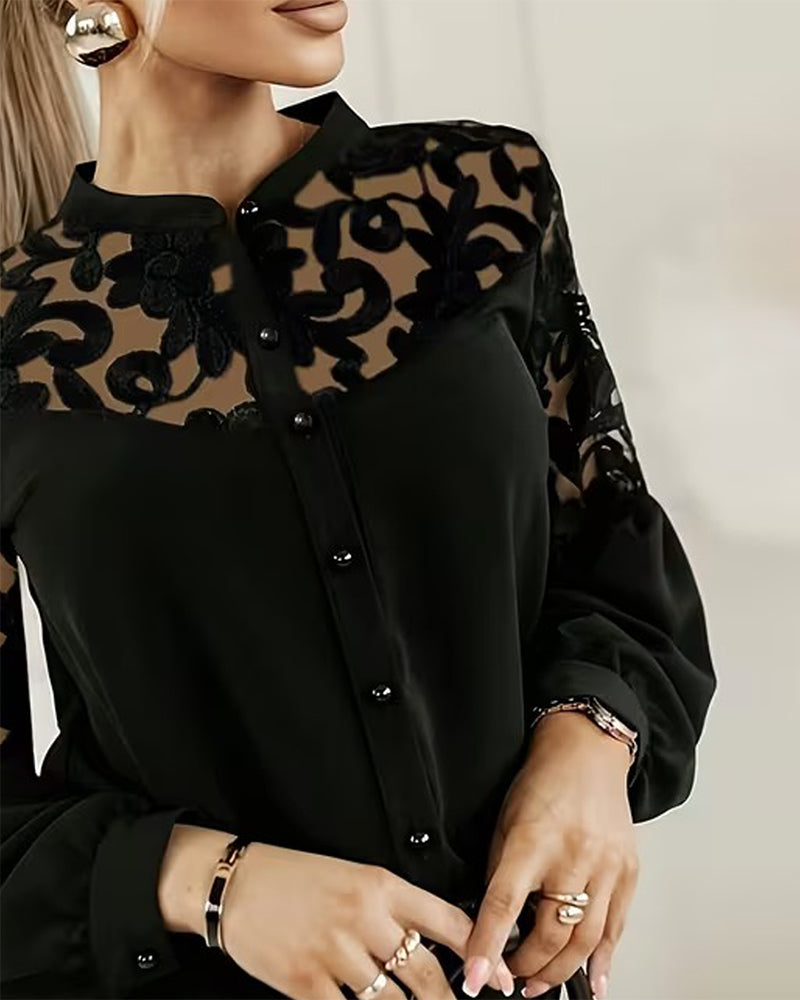 Patchwork Skjorte med Lanterneærmer