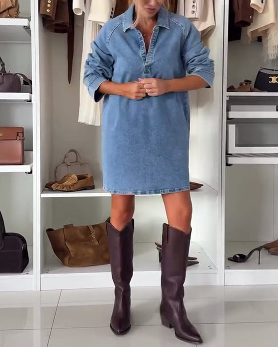 Kjole Løs Trekvarts raglanærme